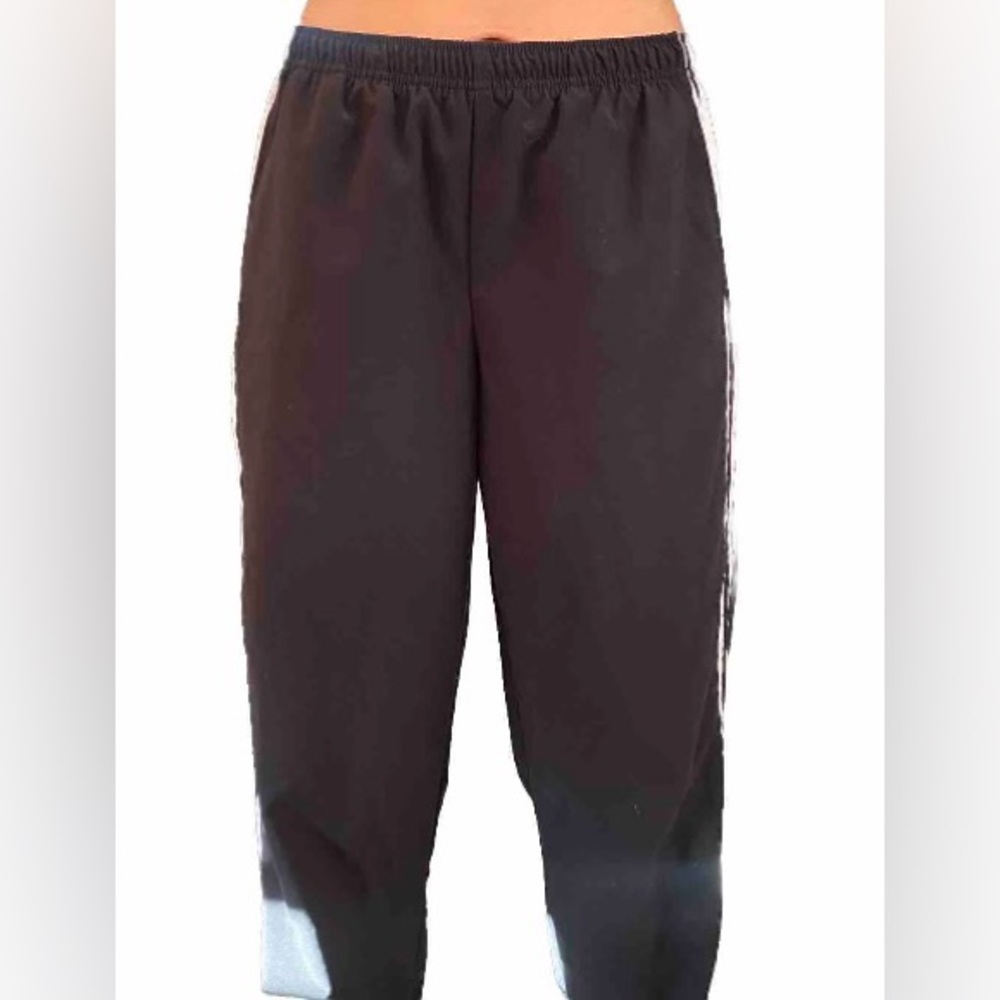 Nike Black Track Pants With White Stripes down the Sides Sweatpants